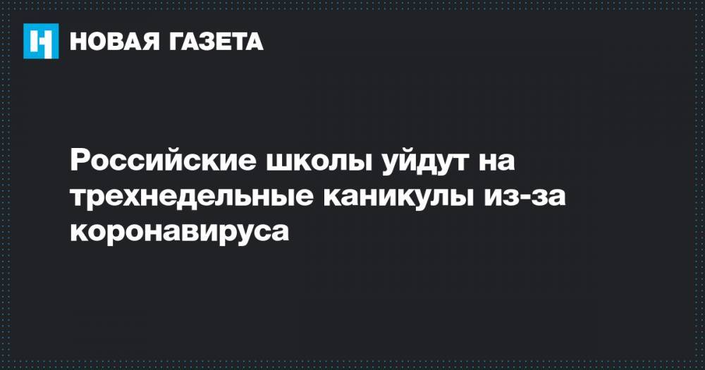 Сергей Кравцов - Российские школы уйдут на трехнедельные каникулы из-за коронавируса - novayagazeta.ru