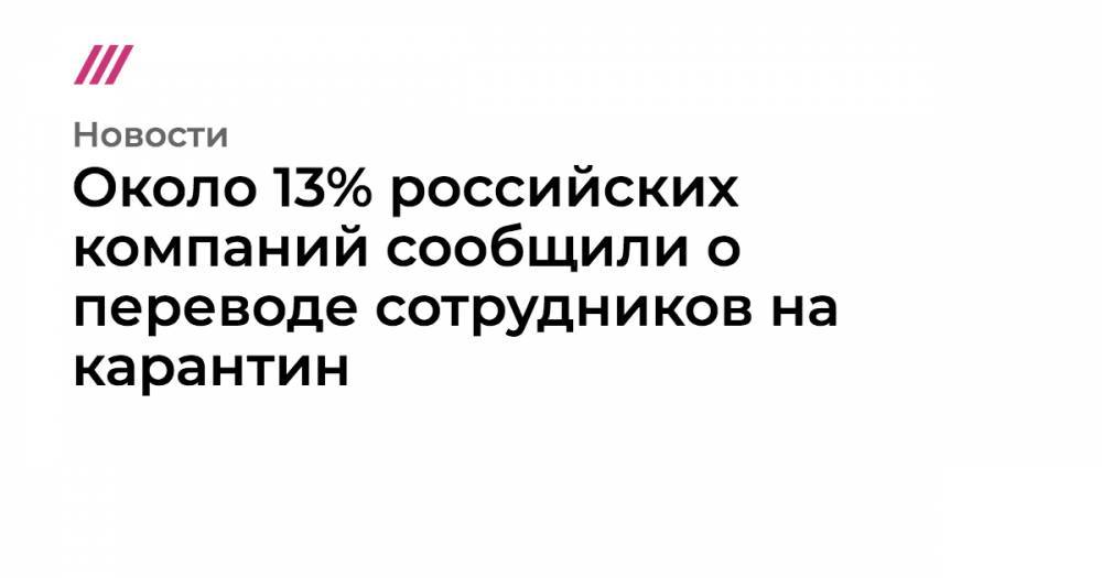 Около 13% российских компаний сообщили о переводе сотрудников на карантин - tvrain.ru