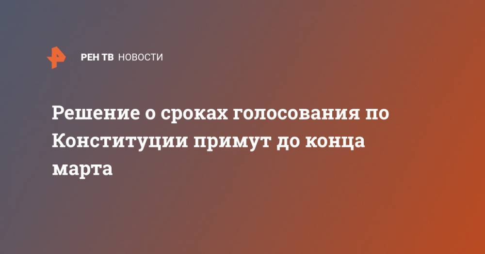 Владимир Путин - Элла Памфилова - Решение о сроках голосования по Конституции примут до конца марта - ren.tv - Россия