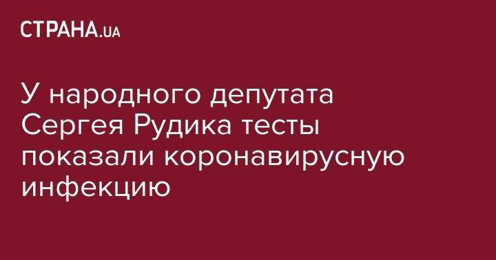 У народного депутата Сергея Рудика тесты показали коронавирусную инфекцию - strana.ua - Украина