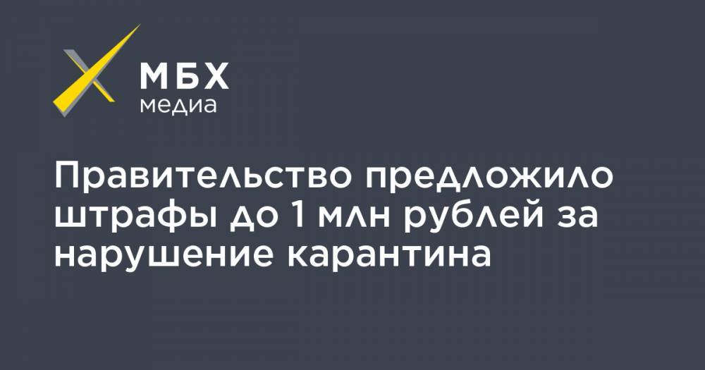 Правительство предложило штрафы до 1 млн рублей за нарушение карантина - mbk.news