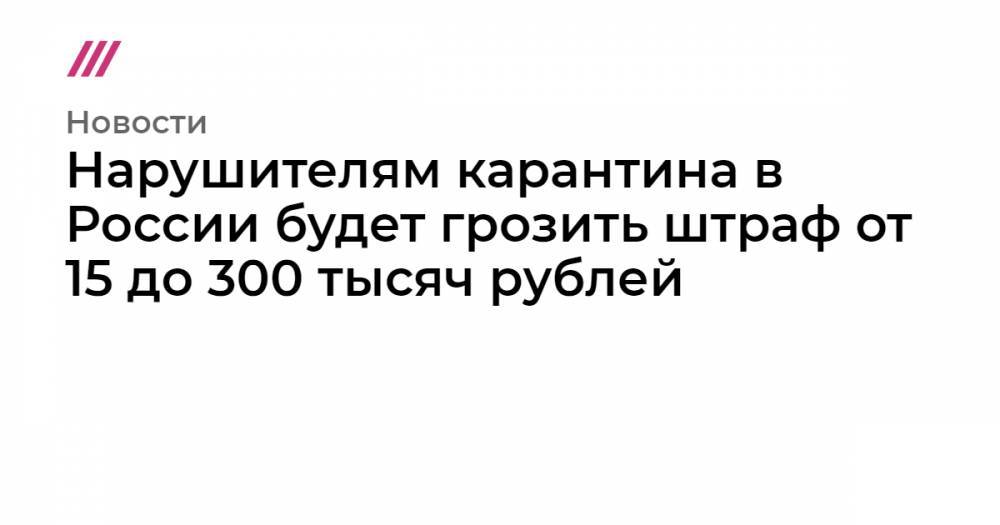 Нарушителям карантина в России будет грозить штраф от 15 до 300 тысяч рублей - tvrain.ru - Россия
