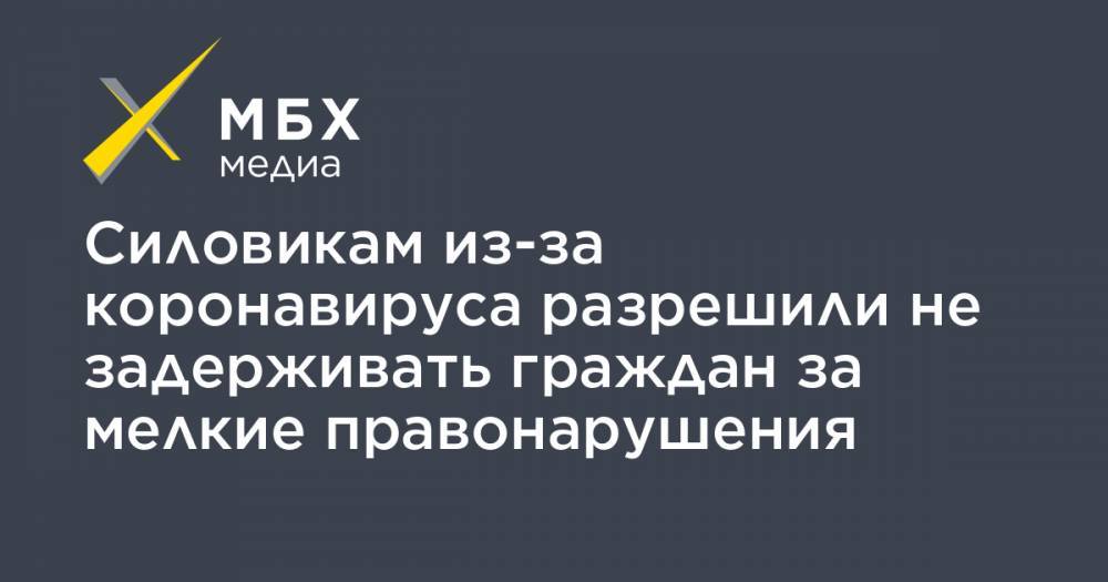 Силовикам из-за коронавируса разрешили не задерживать граждан за мелкие правонарушения - mbk.news