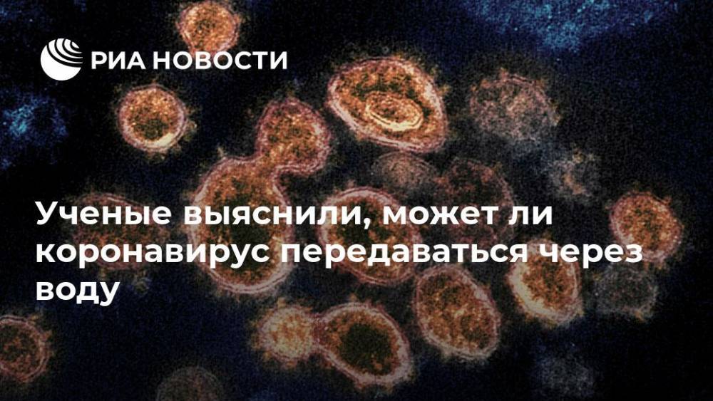 Ученые выяснили, может ли коронавирус передаваться через воду - ria.ru - Москва - Сша