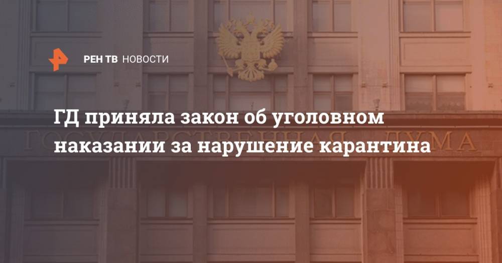 ГД приняла закон об уголовном наказании за нарушение карантина - ren.tv - Россия - Иркутск