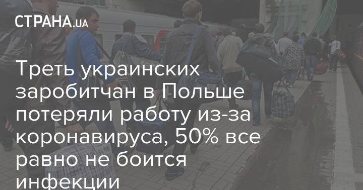 Треть украинских заробитчан в Польше потеряли работу из-за коронавируса, 50% все равно не боится инфекции - strana.ua - Украина - Польша