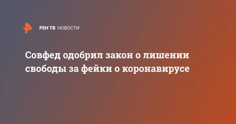 Совфед одобрил закон о лишении свободы за фейки о коронавирусе - ren.tv
