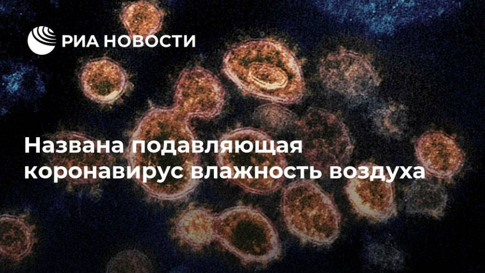 Названа подавляющая коронавирус влажность воздуха - ria.ru - Москва