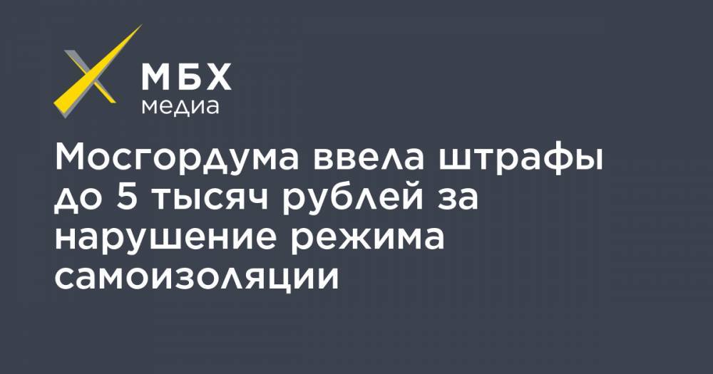 Мосгордума ввела штрафы до 5 тысяч рублей за нарушение режима самоизоляции - mbk.news - Москва