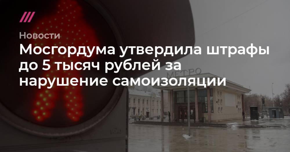 Мосгордума утвердила штрафы до 5 тысяч рублей за нарушение самоизоляции - tvrain.ru - Москва