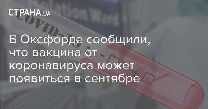 В Оксфорде сообщили, что вакцина от коронавируса может появиться в сентябре - strana.ua