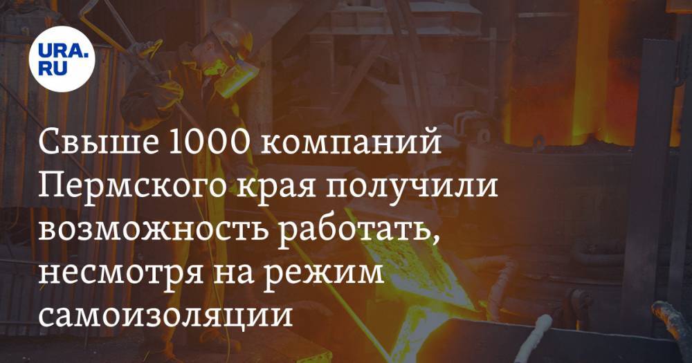 Свыше 1000 компаний Пермского края получили возможность работать, несмотря на режим самоизоляции - ura.news - Пермский край
