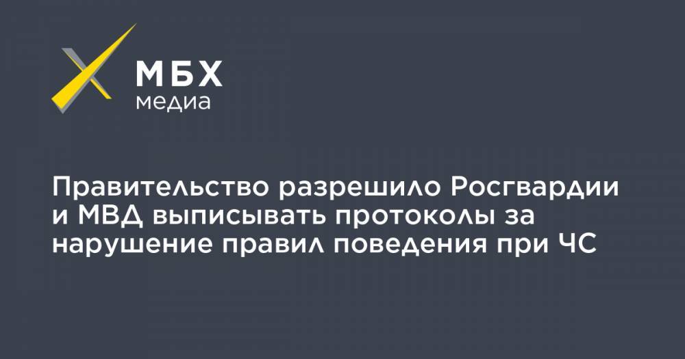 Правительство разрешило Росгвардии и МВД выписывать протоколы за нарушение правил поведения при ЧС - mbk.news