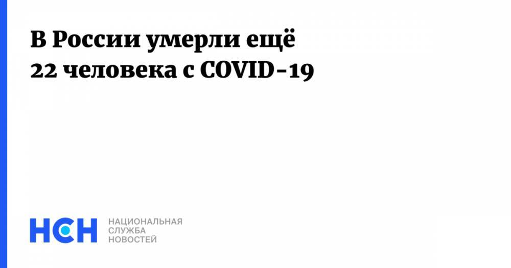 В России умерли ещё 22 человека с COVID-19 - nsn.fm - Россия - Москва