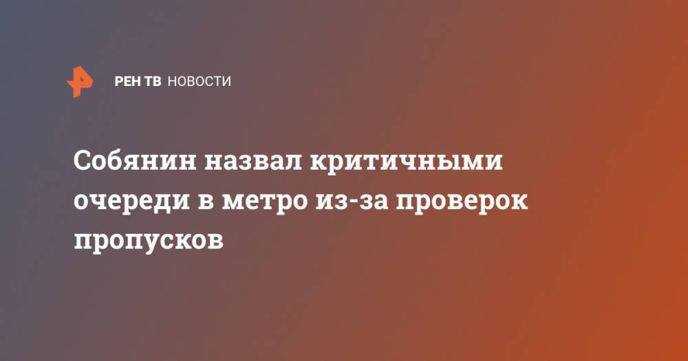Сергей Собянин - Собянин назвал критичными очереди в метро из-за проверок пропусков - ren.tv - Москва