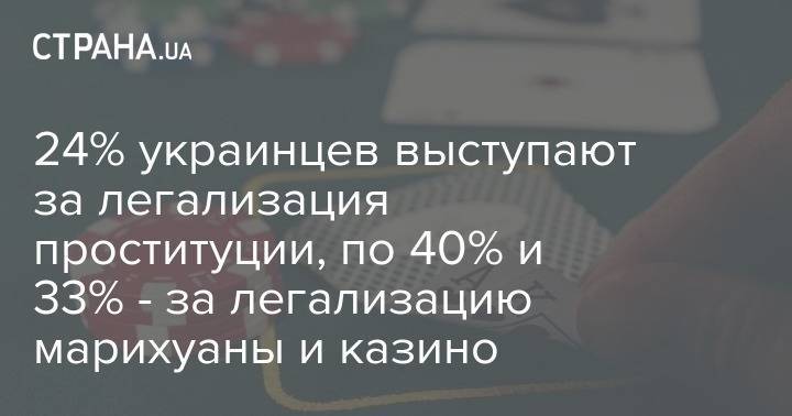24% украинцев выступают за легализация проституции, по 40% и 33% - за легализацию марихуаны и казино - strana.ua