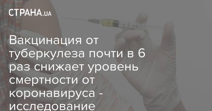 Вакцинация от туберкулеза почти в 6 раз снижает уровень смертности от коронавируса - исследование - strana.ua