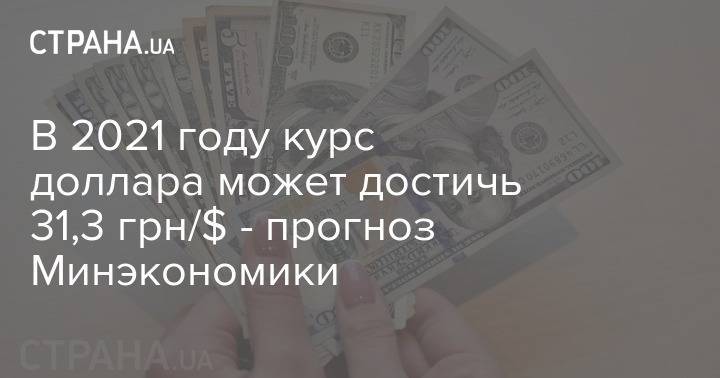 В 2021 году курс доллара может достичь 31,3 грн/$ - прогноз Минэкономики - strana.ua - Украина