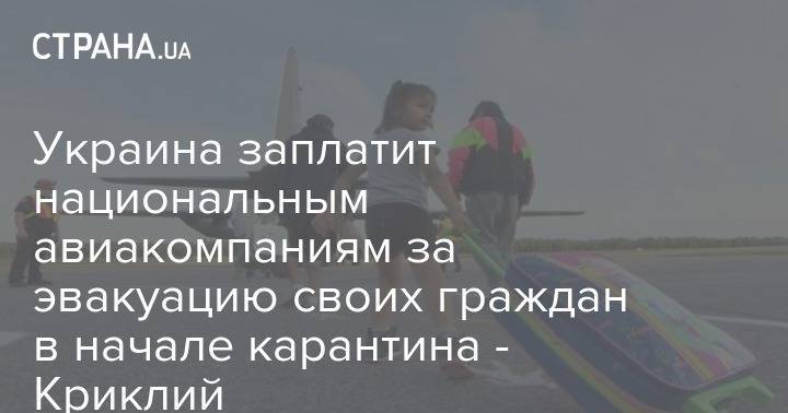 Владислав Криклий - Украина заплатит национальным авиакомпаниям за эвакуацию своих граждан в начале карантина - Криклий - strana.ua - Украина - Египет