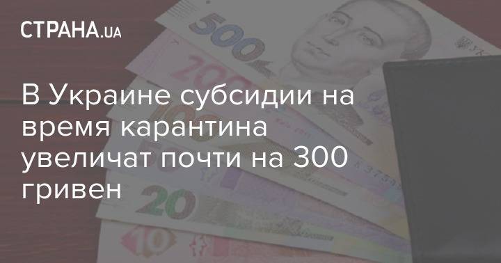 В Украине субсидии на время карантина увеличат почти на 300 гривен - strana.ua - Украина