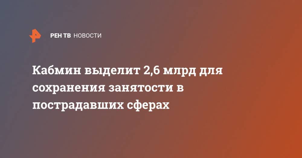 Михаил Мишустин - Кабмин выделит 2,6 млрд для сохранения занятости в пострадавших сферах - ren.tv - Россия