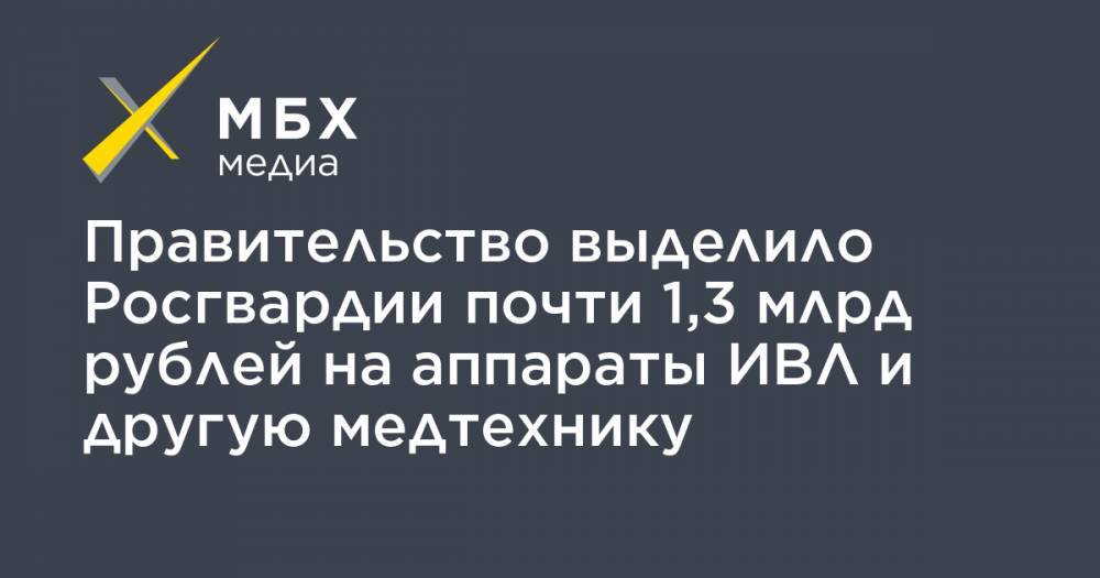 Правительство выделило Росгвардии почти 1,3 млрд рублей на аппараты ИВЛ и другую медтехнику - mbk.news