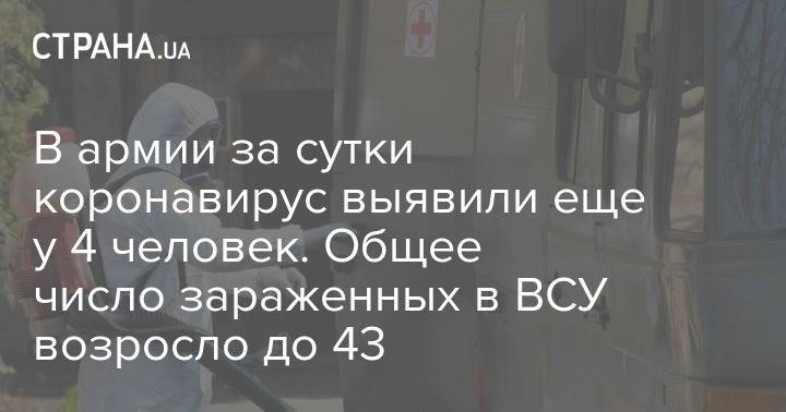 В армии за сутки коронавирус выявили еще у 4 человек. Общее число зараженных в ВСУ возросло до 43 - strana.ua - Украина