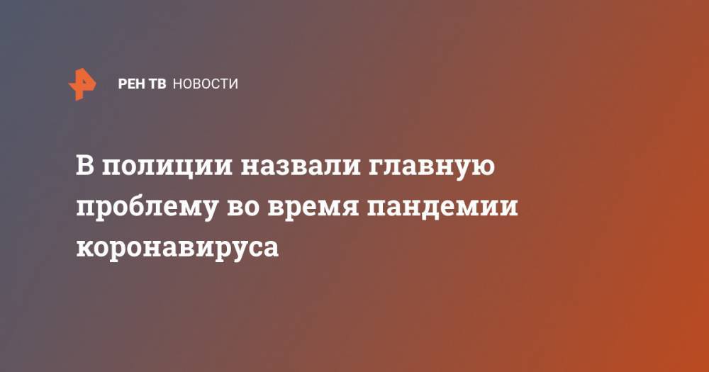 Юрий Жданов - В полиции назвали главную проблему во время пандемии коронавируса - ren.tv