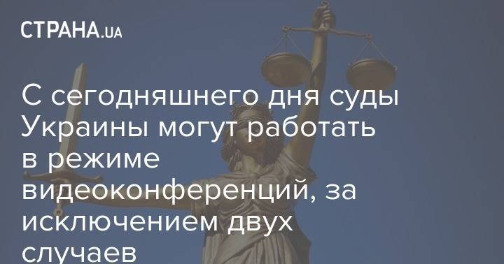 С сегодняшнего дня суды Украины могут работать в режиме видеоконференций, за исключением двух случаев - strana.ua - Украина