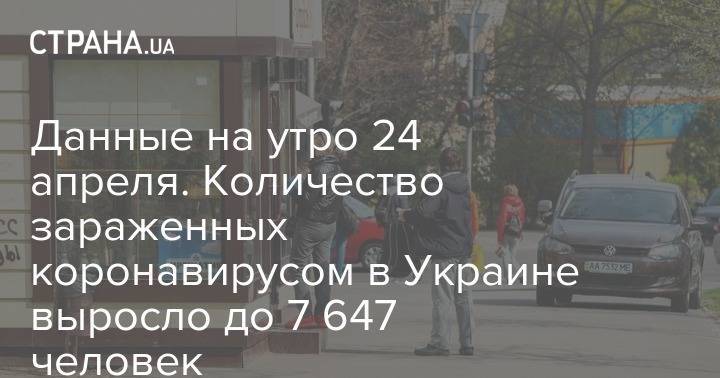 Данные на утро 24 апреля. Количество зараженных коронавирусом в Украине выросло до 7 647 человек - strana.ua - Украина