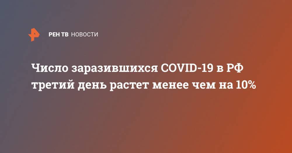 Число заразившихся COVID-19 в РФ третий день растет менее чем на 10% - ren.tv - Россия
