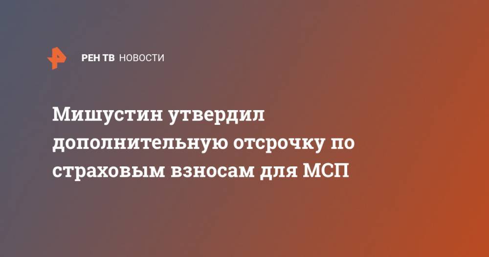 Владимир Путин - Михаил Мишустин - Мишустин утвердил дополнительную отсрочку по страховым взносам для МСП - ren.tv - Россия