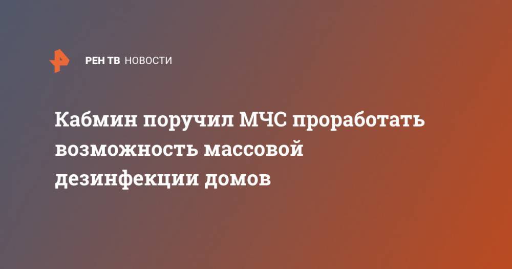 Кабмин поручил МЧС проработать возможность массовой дезинфекции домов - ren.tv - Россия
