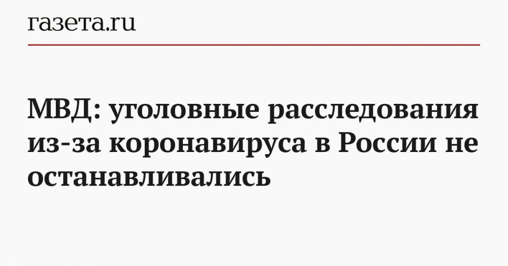 МВД: уголовные расследования из-за коронавируса в России не останавливались - gazeta.ru - Россия
