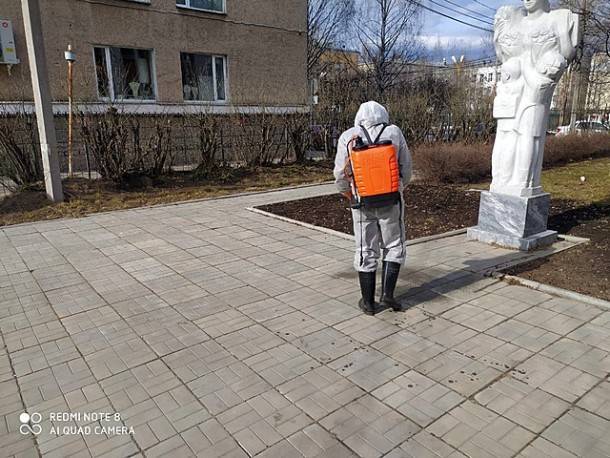 В Сыктывкаре защитили от коронавируса купеческий сундук и памятник учителю - bnkomi.ru - Сыктывкар