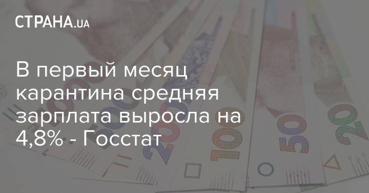 В первый месяц карантина средняя зарплата выросла на 4,8% - Госстат - strana.ua - Украина