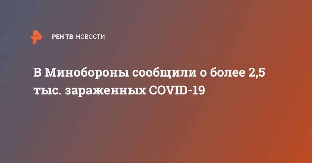 В Минобороны сообщили о более 2,5 тыс. зараженных COVID-19 - ren.tv - Россия