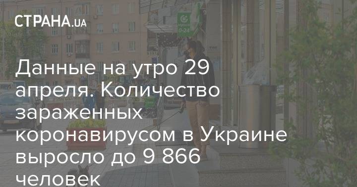 Данные на утро 29 апреля. Количество зараженных коронавирусом в Украине выросло до 9 866 человек - strana.ua - Украина