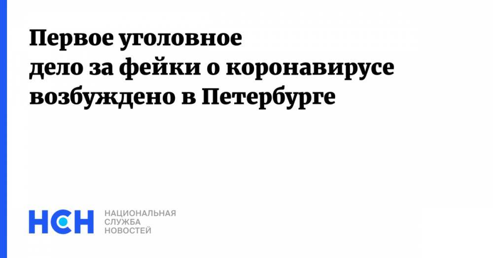 Первое уголовное дело за фейки о коронавирусе возбуждено в Петербурге - nsn.fm - Санкт-Петербург