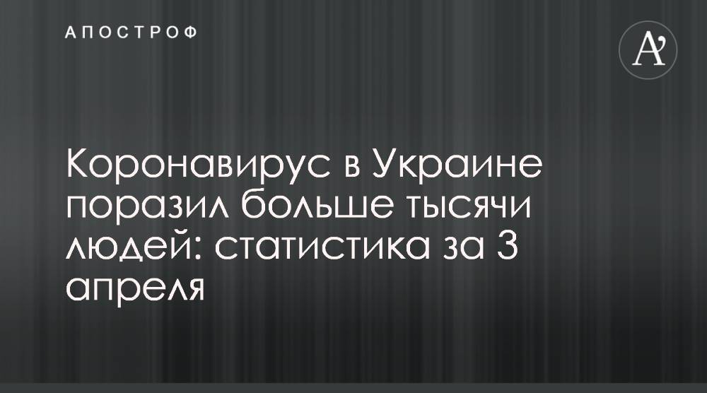 Коронавирус в Украине поразил больше тысячи людей: статистика за 3 апреля - apostrophe.ua - Украина - Минздрав