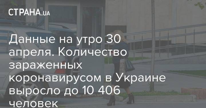 Данные на утро 30 апреля. Количество зараженных коронавирусом в Украине выросло до 10 406 человек - strana.ua - Украина