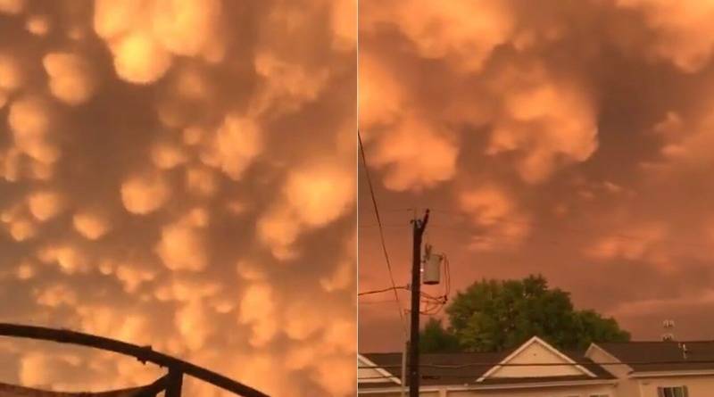 В США после шторма появились ярко-оранжевые облака необычной формы (видео) - usa.one - Сша - штат Оклахома