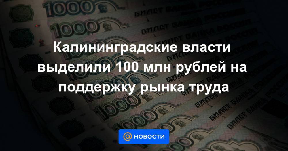 Калининградские власти выделили 100 млн рублей на поддержку рынка труда - news.mail.ru