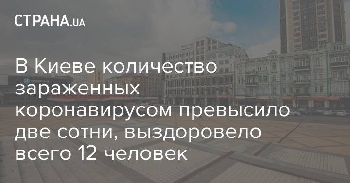 Виталий Кличко - В Киеве количество зараженных коронавирусом превысило две сотни, выздоровело всего 12 человек - strana.ua - Киев