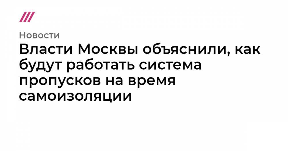 Власти Москвы объяснили, как будут работать система пропусков на время самоизоляции - tvrain.ru - Москва