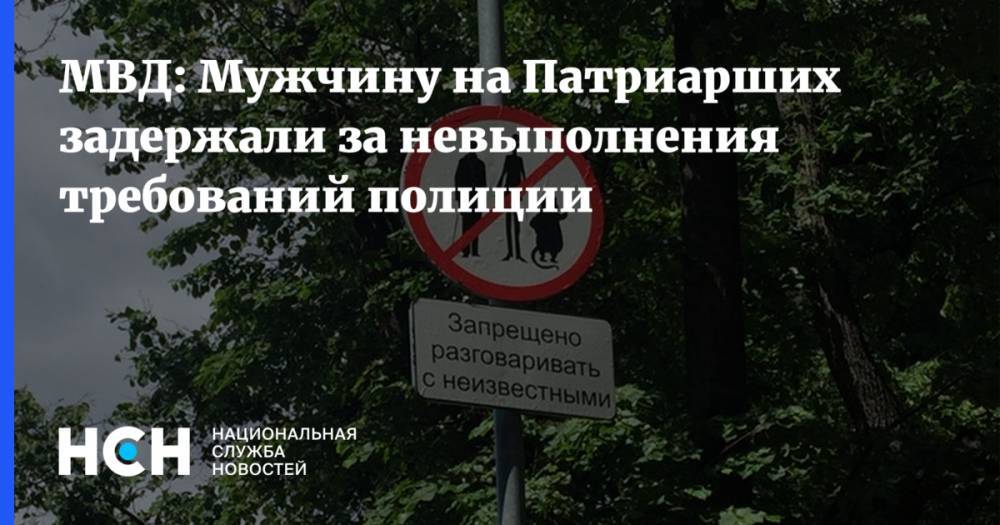 МВД: Мужчину на Патриарших задержали за невыполнения требований полиции - nsn.fm - Россия - Москва