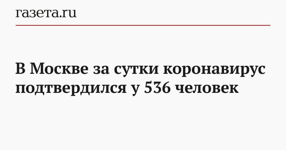 В Москве за сутки коронавирус подтвердился у 536 человек - gazeta.ru - Москва