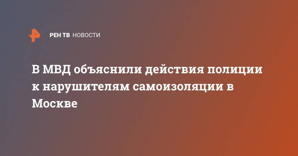 Владимир Васенин - В МВД объяснили действия полиции к нарушителям самоизоляции в Москве - ren.tv - Москва
