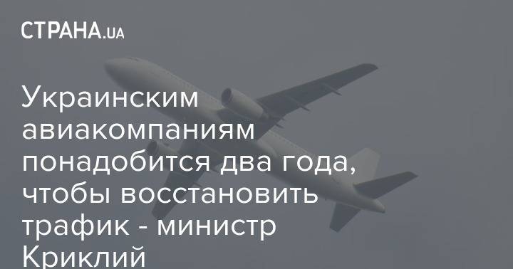 Владислав Криклий - Украинским авиакомпаниям понадобится два года, чтобы восстановить трафик - министр Криклий - strana.ua - Украина