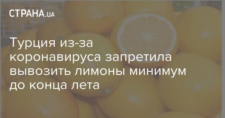 Турция из-за коронавируса запретила вывозить лимоны минимум до конца лета - strana.ua - Турция